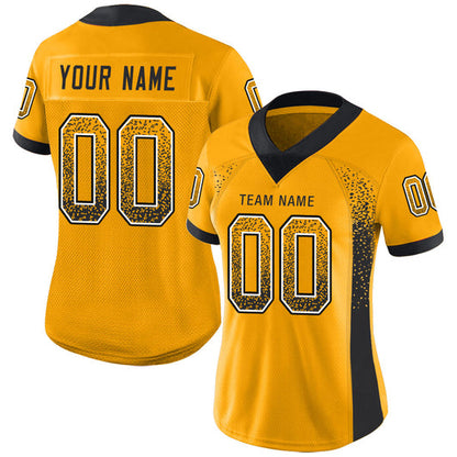 Frenzidea Custom Gold Black-White Mesh Drift Fashion Football Jersey