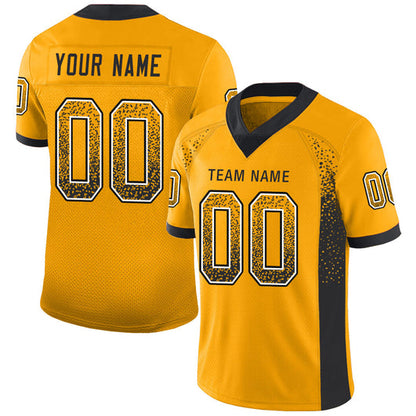 Frenzidea Custom Gold Black-White Mesh Drift Fashion Football Jersey
