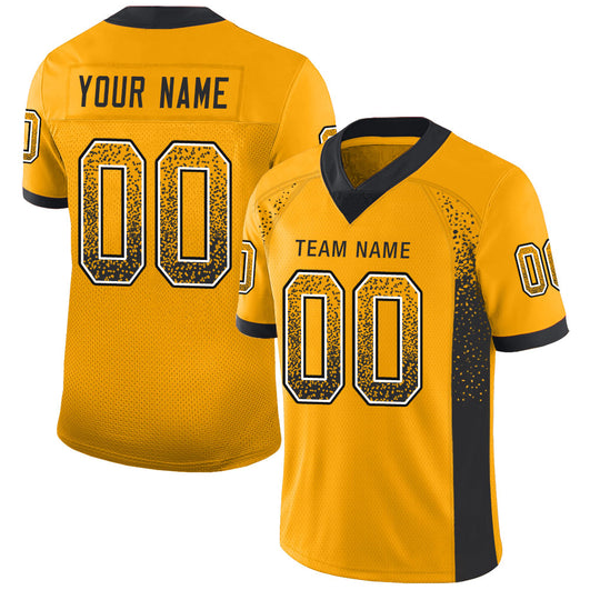 Frenzidea Custom Gold Black-White Mesh Drift Fashion Football Jersey