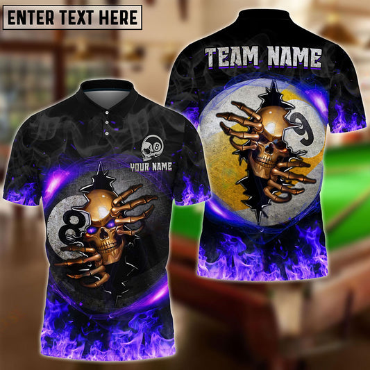 Frenzidea Billiards Ball 8 And 9 Fire Skull Crack Personalized Name, Team Name Unisex Shirt ( 6 Colors )