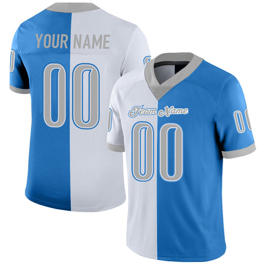 Frenzidea Custom Powder Blue Gray-White Mesh Split Fashion Football Jersey
