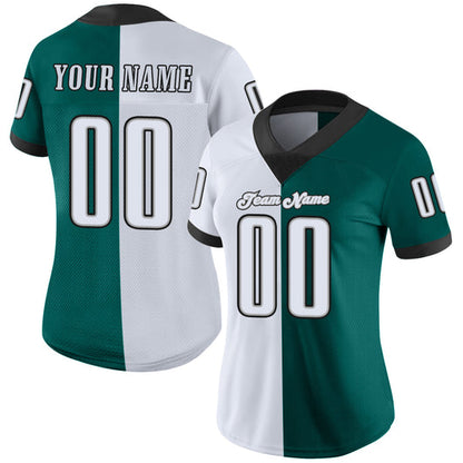 Frenzidea Custom Midnight Green White-Black Mesh Split Fashion Football Jersey