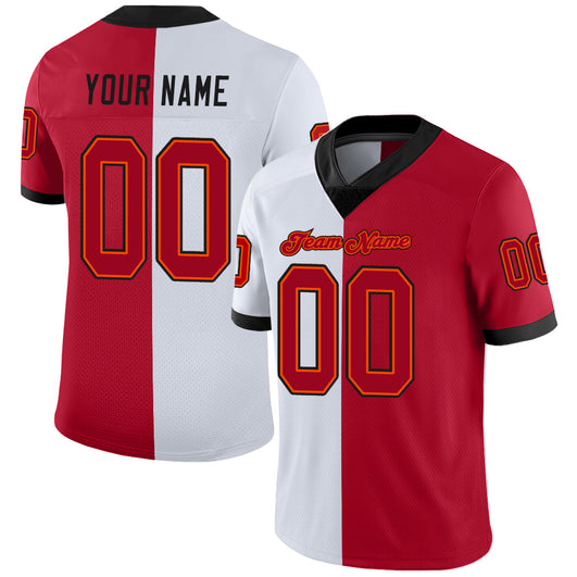 Frenzidea Custom White Red-Black Mesh Split Fashion Football Jersey
